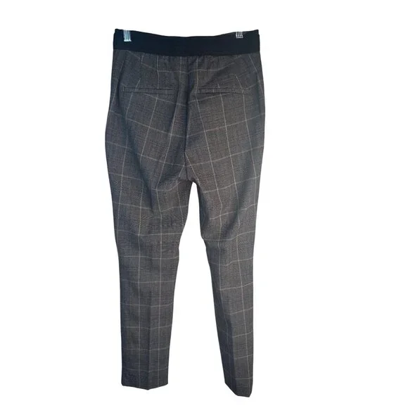 ZARA Small Plaid Small Slim Fit Trousers Gray Check Pattern - Picture 3 of 14